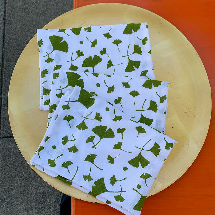 Home: 100% Cotton Tea Towel with Gingko Leaves