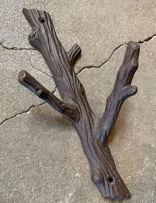 Hooks: Cast Iron Tree Branch Flat Hanging Rack
