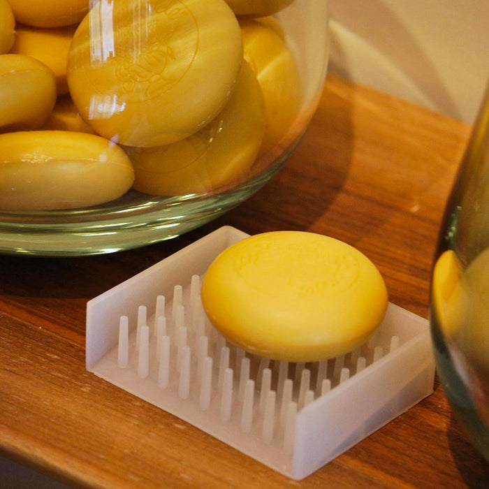 Our Soap wall with lemongrass soap on silicon tray