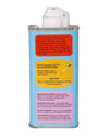 Product bottle with text on a pale-blue background