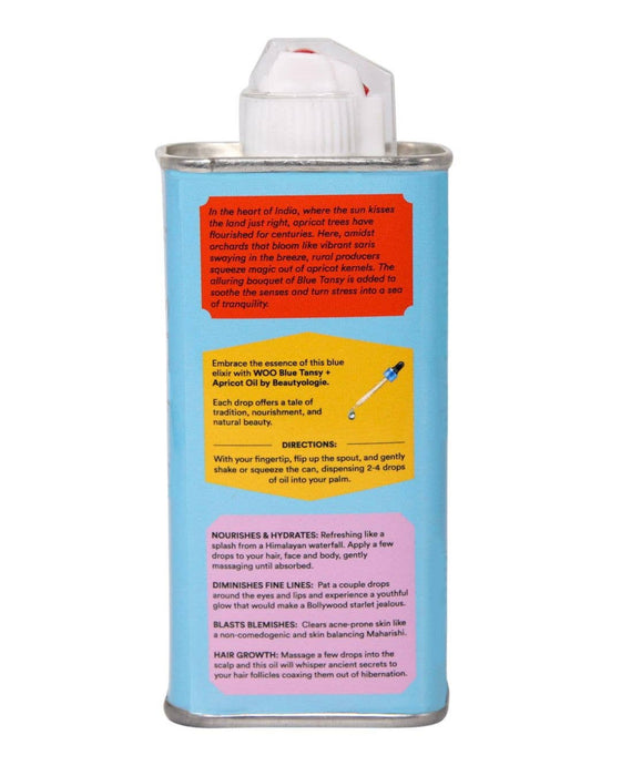 Product bottle with text on a pale-blue background