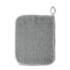 A gray textured charcoal infused face cloth with a small loop at the top corner, shown flat against a white background.