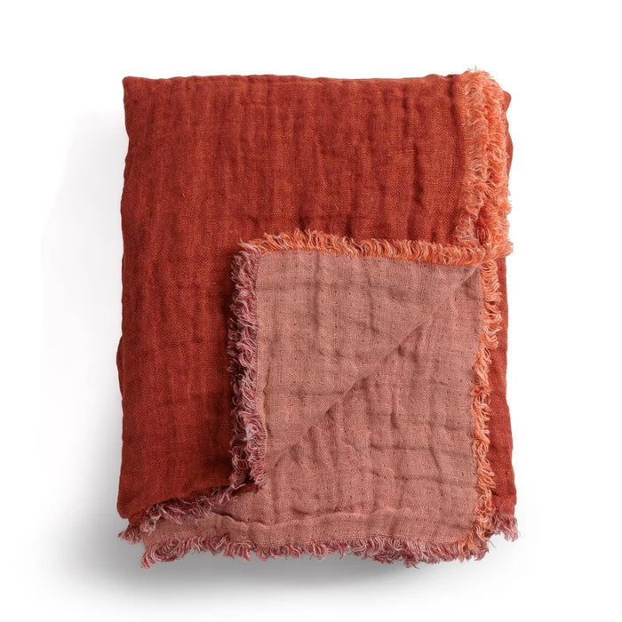 Waffled linen throw