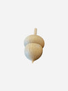 A small unfinished wooden acorn toy with a natural light wood finish, shown against a plain light gray background.