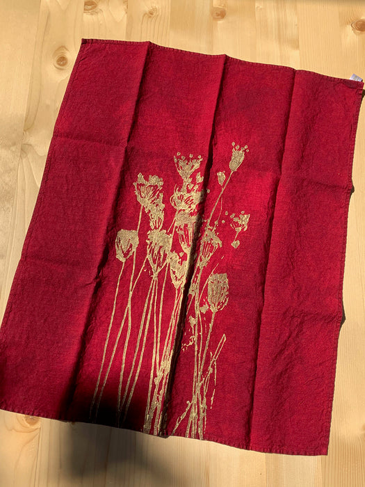 Home: Bertozzi Gold Lace on Red Tea Towel