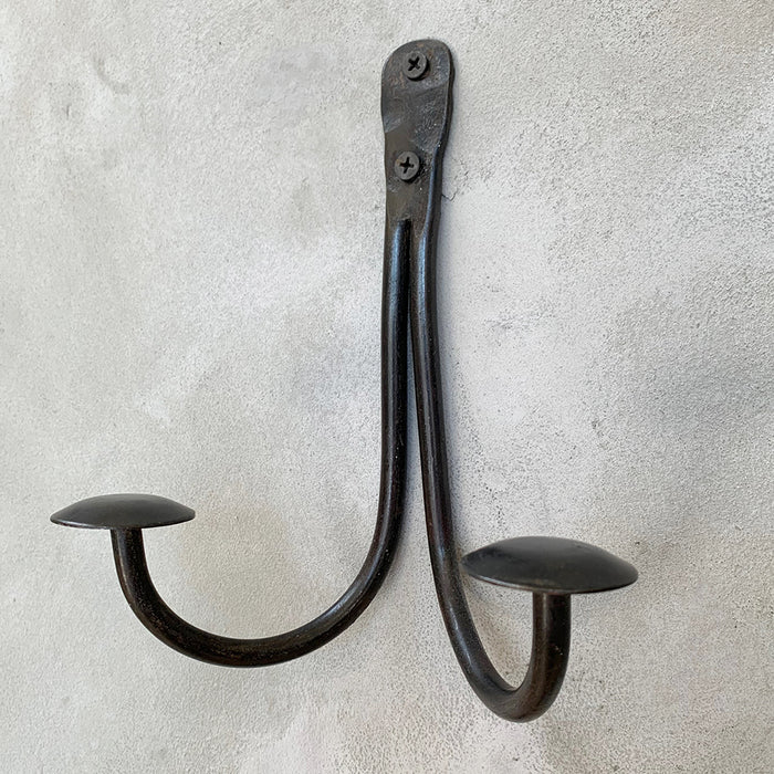 Hooks: Cast Iron Double Hat Hook Rack