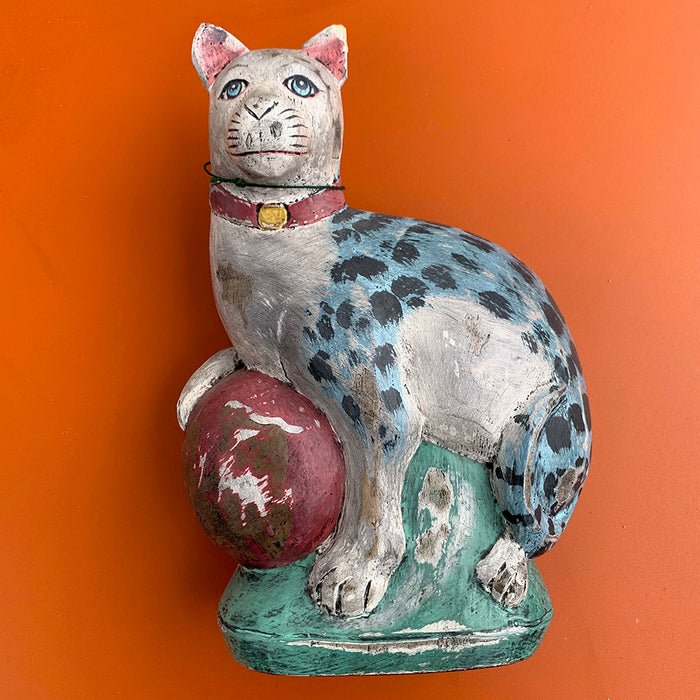 Unique: Painted Wooden Cat