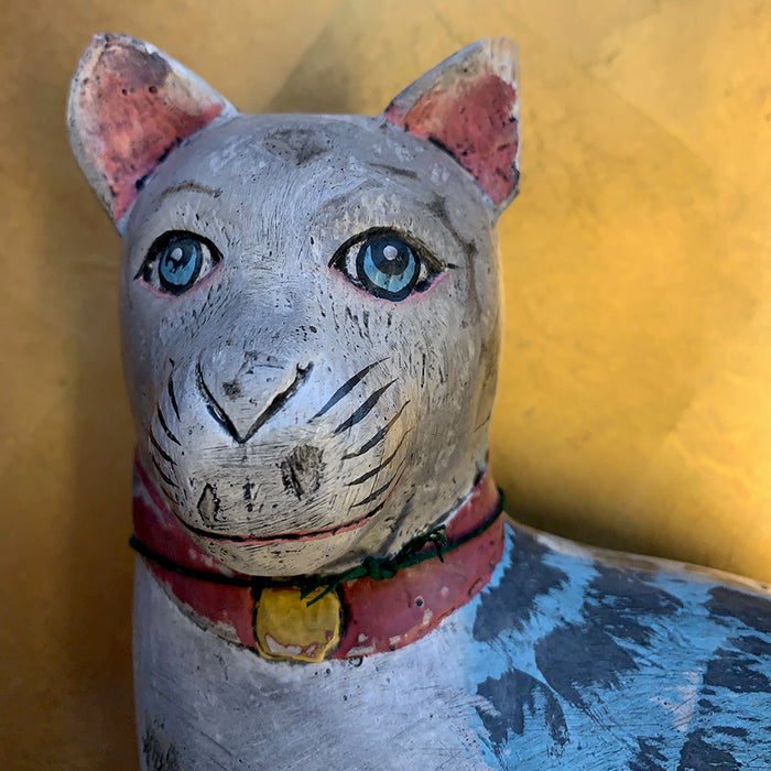 Unique: Painted Wooden Cat