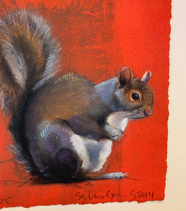 Art: Print Sylvia Gonzalez Squirrel on Red