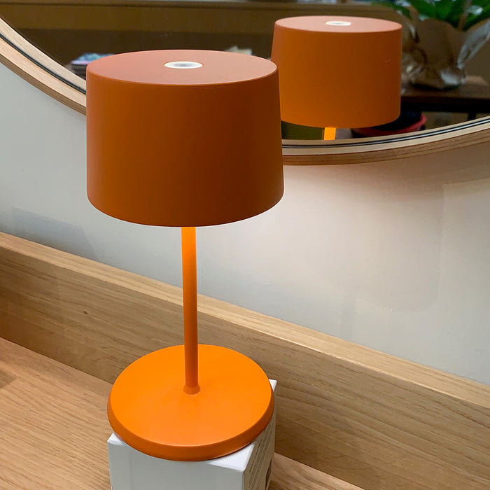 Lamp: Cordless LED Metal Orange Mini Table Lamp