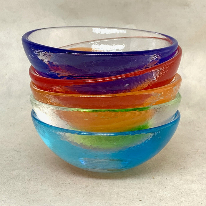 Home: Handmade Glass Salt Cellar Rainbow Set of Five