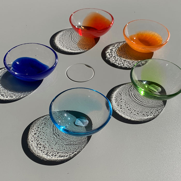 Home: Handmade Glass Salt Cellar Rainbow Set of Five