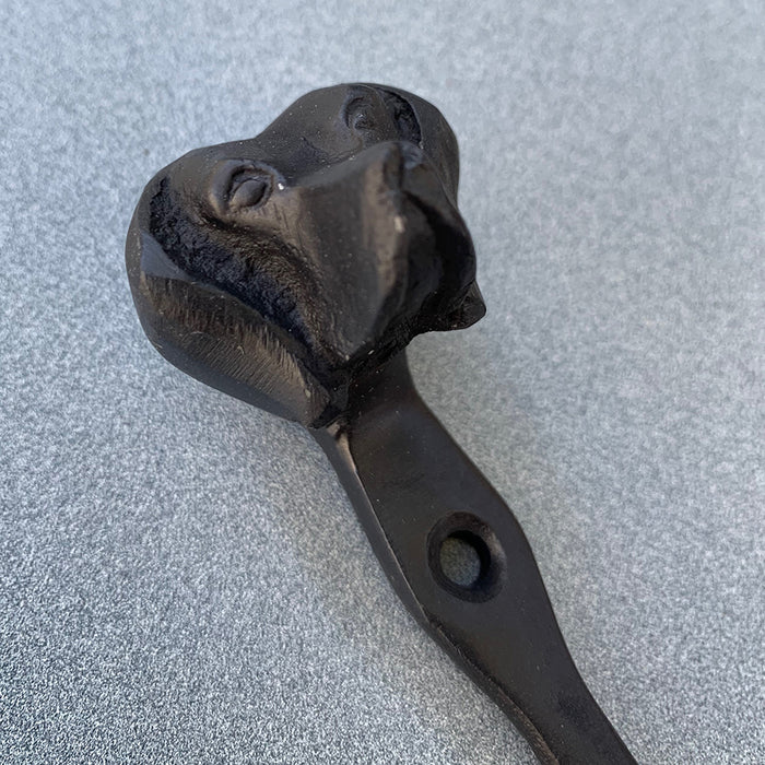 Hooks: Black Iron Hook with Curled End and Dog Head