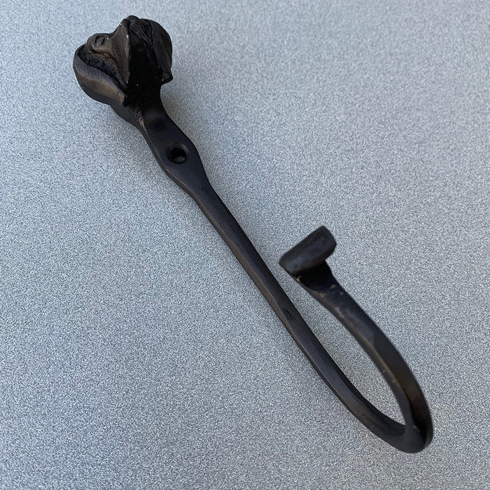 Hooks: Black Iron Hook with Curled End and Dog Head