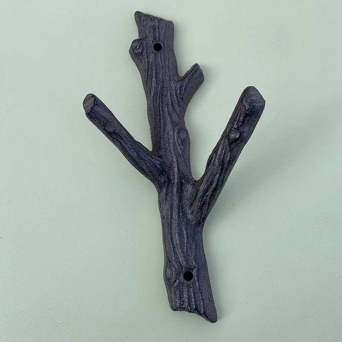 Hooks: Cast Iron Small Tree Branch Flat Hanging Rack