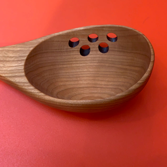 Kitchen: Cherry Wood Ladle with Holes