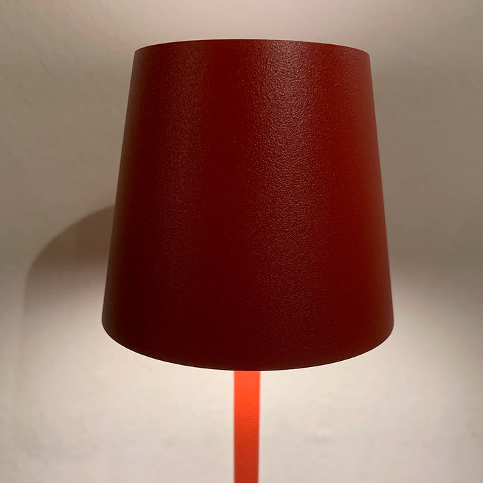 Lamp: Cordless LED Metal Table Lamp Matte Red