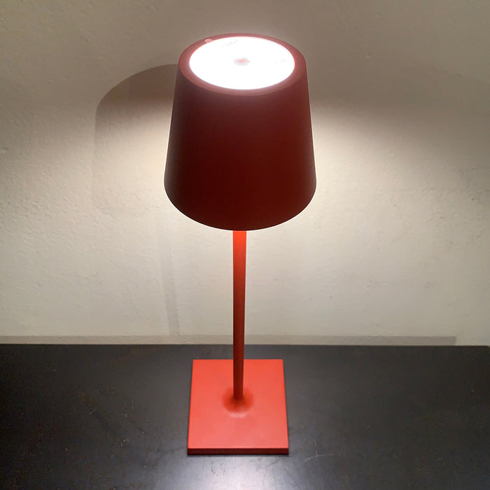 Lamp: Cordless LED Metal Table Lamp Matte Red