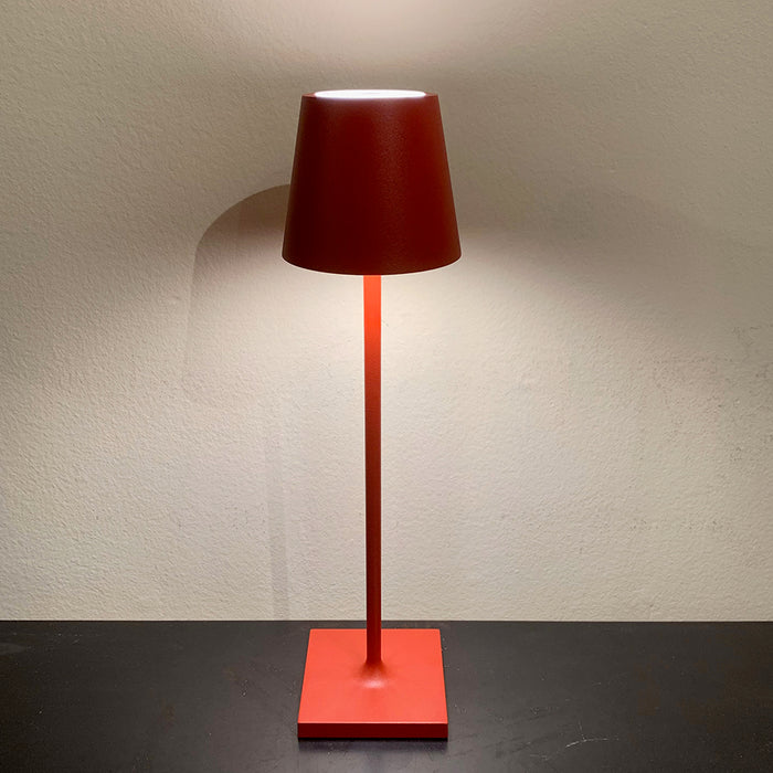 Lamp: Cordless LED Metal Table Lamp Matte Red