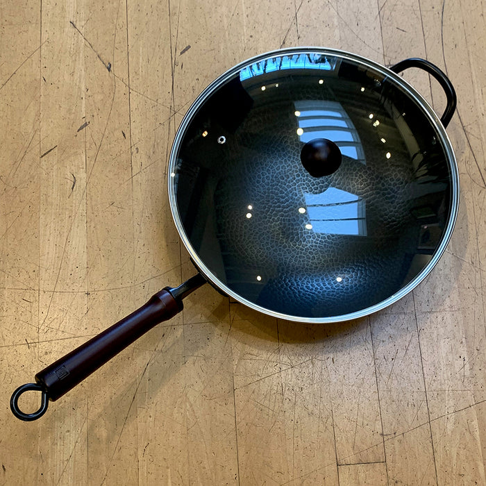 Kitchen: Carbon Steel Wok with Lid and Handle