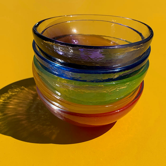 Home: Handmade Glass Salt Cellar Rainbow Set of Five