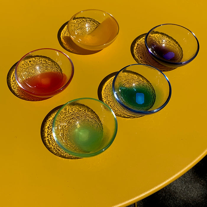 Home: Handmade Glass Salt Cellar Rainbow Set of Five