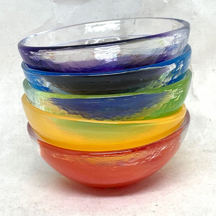 Home: Handmade Glass Salt Cellar Rainbow Set of Five