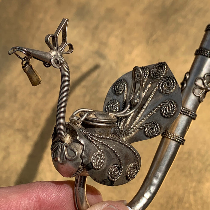 Unique: Vintage Metal Peacock Pipe