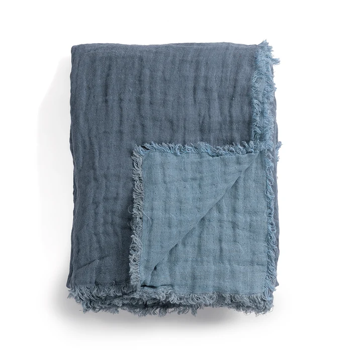 Waffled linen throw