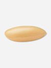 A single oval-shaped beige bar of sandalwood scented soap shown on a plain light gray background.