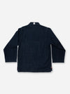 A dark navy blue long-sleeve jacket or overshirt shown from the back, laid flat against a plain white background.