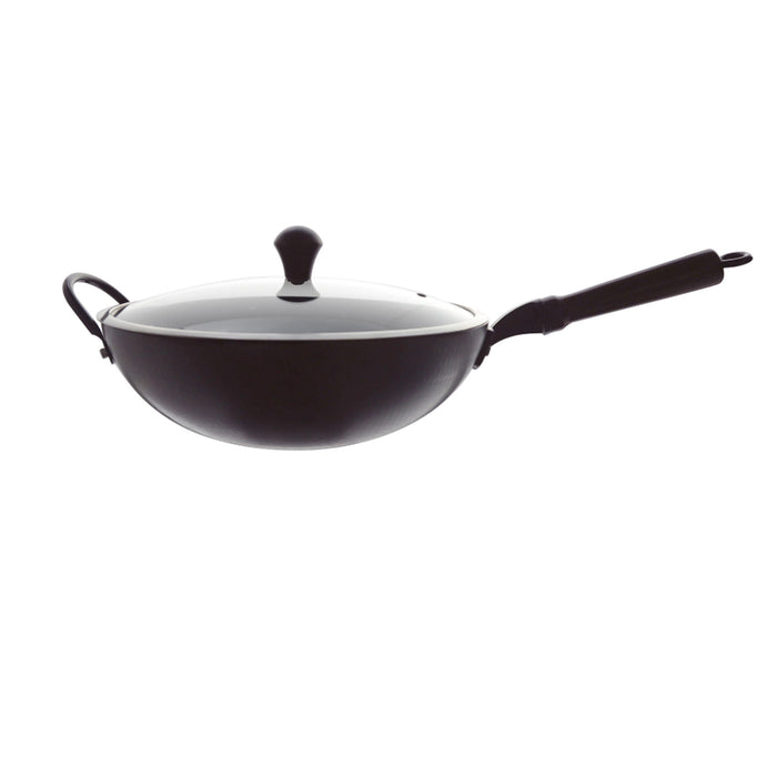 Kitchen: Carbon Steel Wok with Lid and Handle