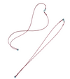 A red cord necklace with  silver metal bead and a clasp,