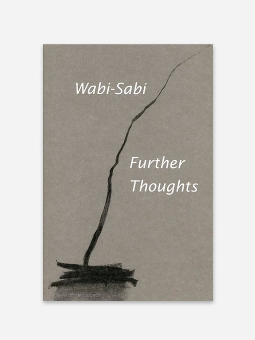 A book cover for 'Further Thoughts' by Wabi-Sabi, featuring a minimalist black ink sketch of a branch on a textured taupe-gray background.