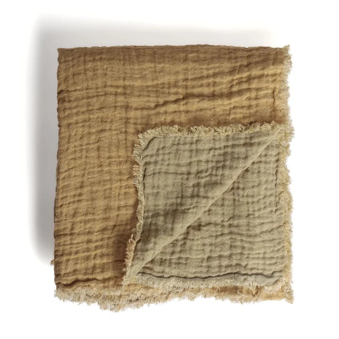 Waffled linen throw