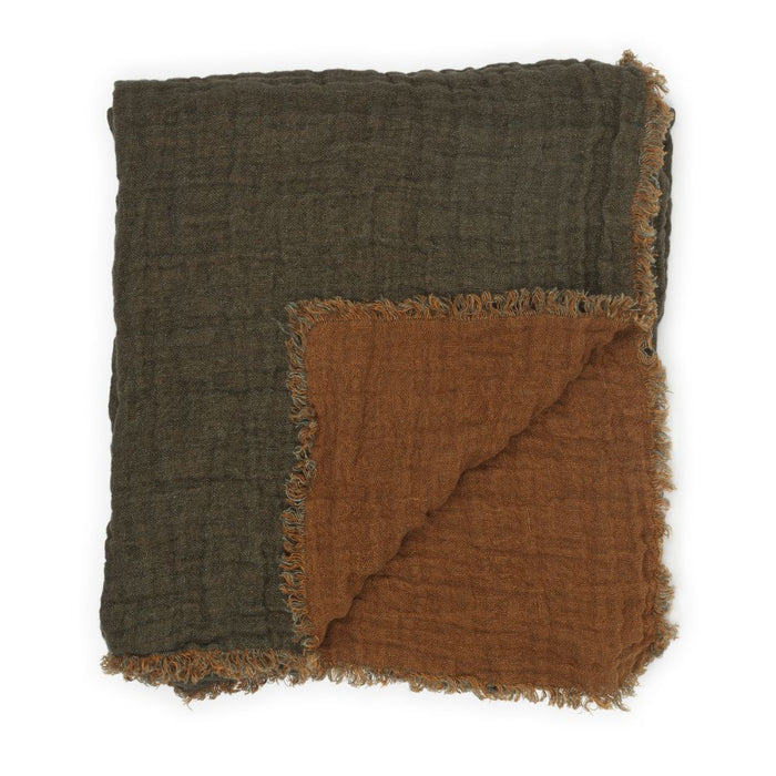 Waffled linen throw