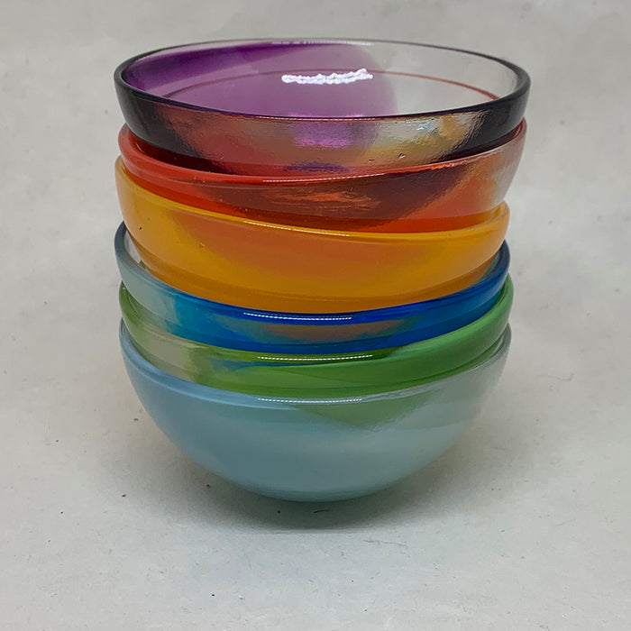 Home: Handmade Glass Salt Cellar Rainbow Set of Six