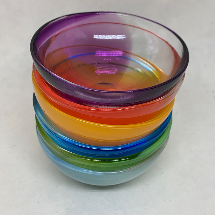 Home: Handmade Glass Salt Cellar Rainbow Set of Six