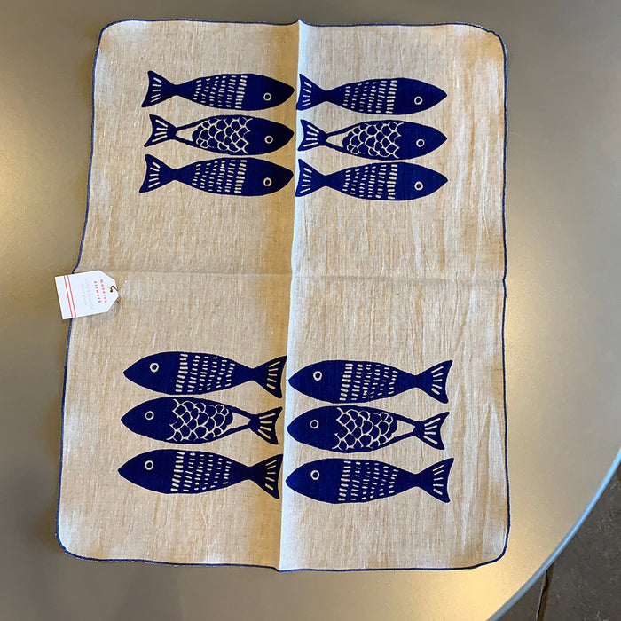Home: Linen Tea Towel with Fish Design