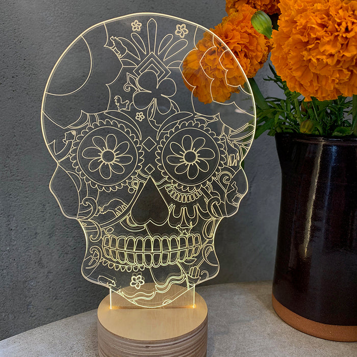 Home: Floral Skull LED Table Lamp